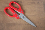 Stainless Steel Kitchen Scissors  Red Plastic Handle - Japannywholesale