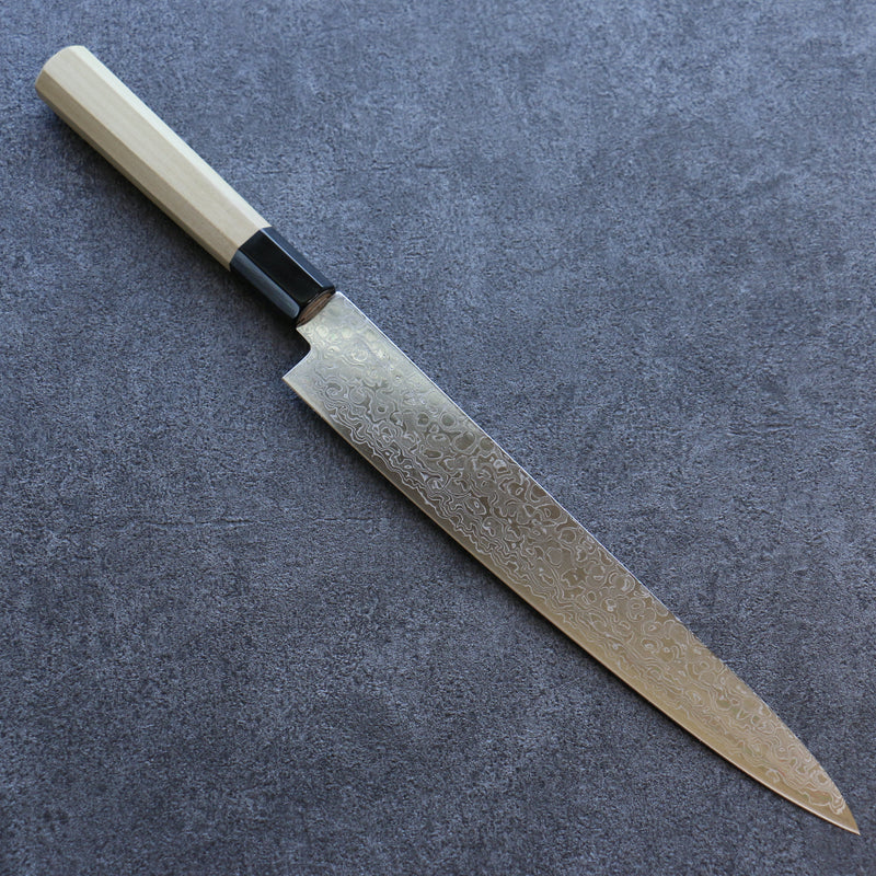 Misuzu AUS10 Damascus Migaki Finished Sujihiki  240mm Magnolia Handle - Japannywholesale