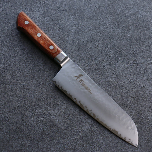 Sakai Takayuki VG5 Hammered Santoku  175mm Brown Pakka wood Handle - Japannywholesale