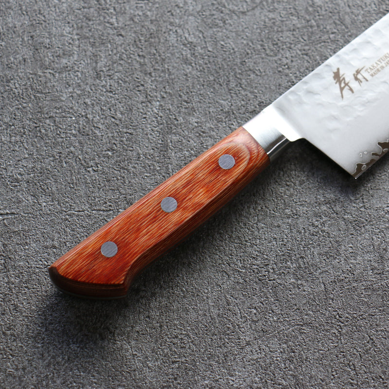 Sakai Takayuki VG5 Hammered Santoku  175mm Brown Pakka wood Handle - Japannywholesale