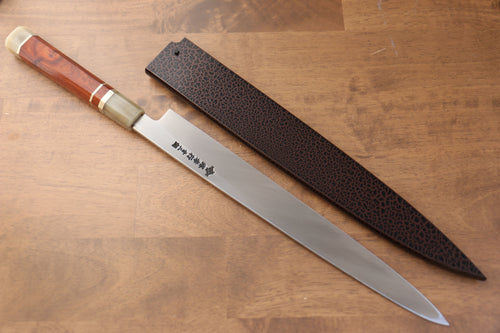 Sakai Takayuki Tenryu Uzushio Blue Steel No.2 Dragon Engraved Yanagiba  300mm Red Ebony Wood Handle with Sheath - Japannywholesale