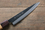 Sakai Takayuki Blue Super Hammered Black Finished Petty-Utility  135mm Keyaki (Japanese Elm) Handle - Japannywholesale