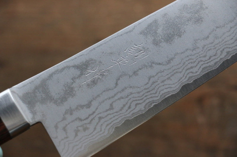 Kunihira Tanzo VG1 Damascus Santoku  170mm Mahogany Handle - Japannywholesale