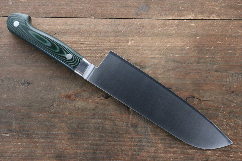 Sakai Takayuki Grand Chef Grand Chef Swedish Steel-stn Santoku  180mm Green Micarta Handle - Japannywholesale