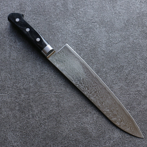 Seisuke Nami AUS10 Mirrored Finish Damascus Gyuto  210mm Black Pakka wood Handle - Japannywholesale