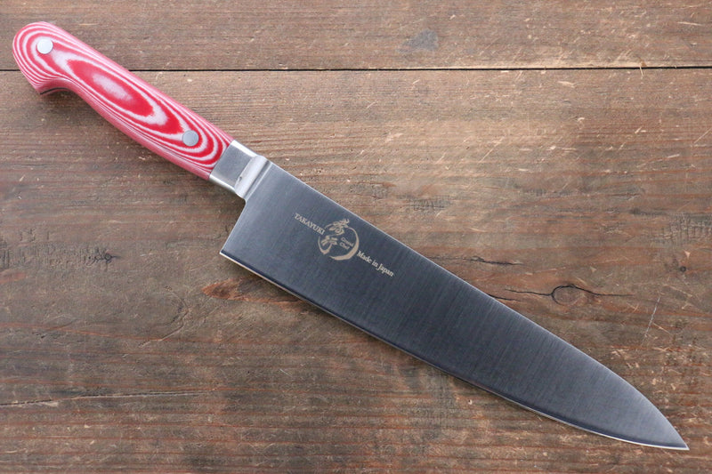 Sakai Takayuki Grand Chef Grand Chef Swedish Steel-stn Gyuto  210mm Red Micarta Handle - Japannywholesale