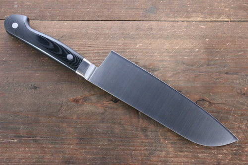 Sakai Takayuki Grand Chef Grand Chef Swedish Steel-stn Santoku  180mm Black Micarta Handle - Japannywholesale