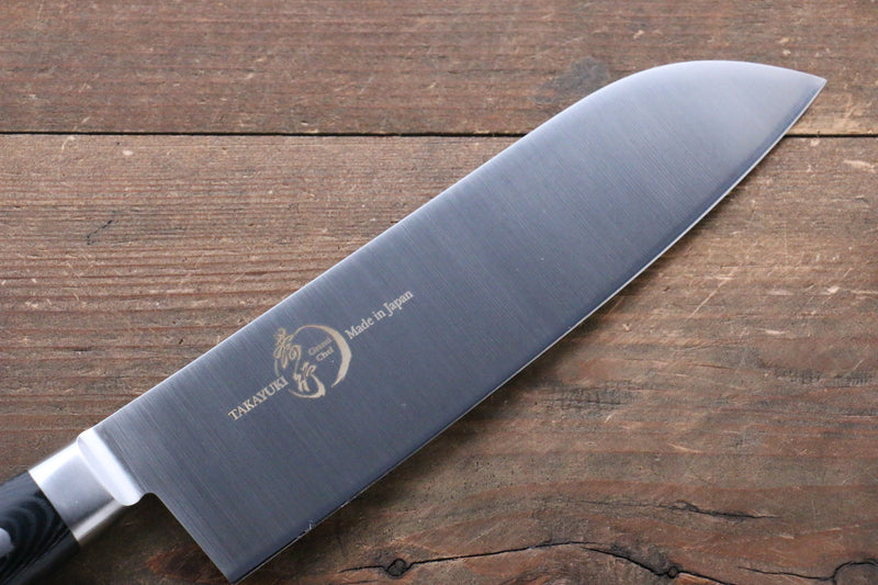 Sakai Takayuki Grand Chef Grand Chef Swedish Steel-stn Santoku  180mm Black Micarta Handle - Japannywholesale