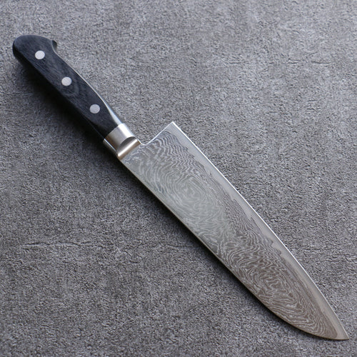 Seisuke Nami AUS10 Mirrored Finish Damascus Santoku  180mm Black Pakka wood Handle - Japannywholesale