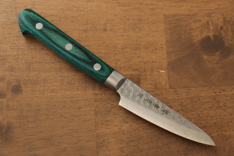 Sakai Takayuki VG10 17 Layer Damascus Petty-Utility  80mm Green Pakka wood Handle - Japannywholesale