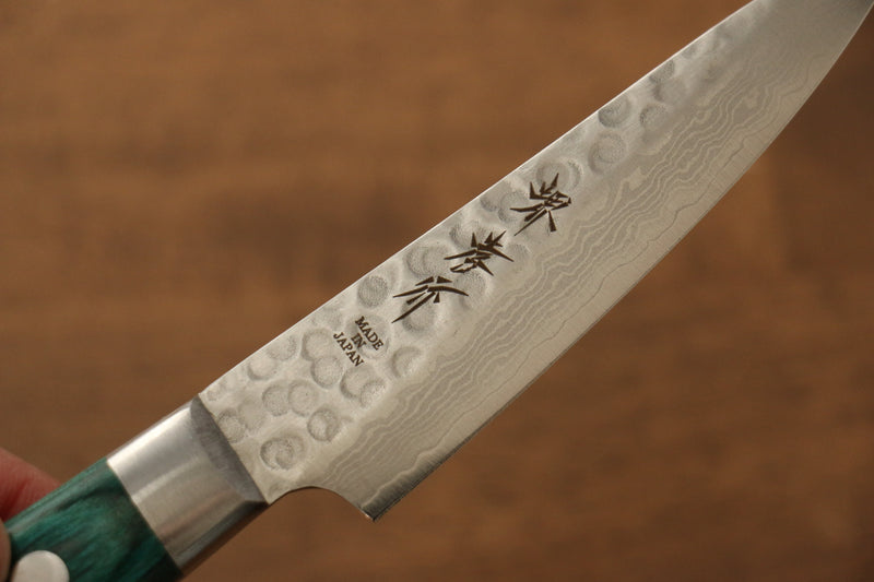 Sakai Takayuki VG10 17 Layer Damascus Petty-Utility  80mm Green Pakka wood Handle - Japannywholesale