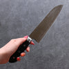 Seisuke Nami AUS10 Mirrored Finish Damascus Santoku  180mm Black Pakka wood Handle - Japannywholesale