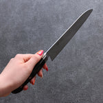 Seisuke Nami AUS10 Mirrored Finish Damascus Santoku  180mm Black Pakka wood Handle - Japannywholesale