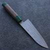 Seisuke Silver Steel No.3 Hammered Santoku  165mm Walnut(With Double Green Pakka wood) Handle - Japannywholesale