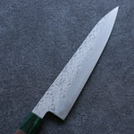 Seisuke Silver Steel No.3 Hammered Gyuto  210mm Walnut(With Double Green Pakka wood) Handle - Japannywholesale