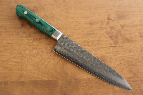 Sakai Takayuki VG10 17 Layer Damascus Gyuto  180mm Green Pakka wood Handle - Japannywholesale