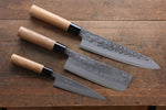 Seisuke Blue Steel No.2 Nashiji Gyuto, Nakiri, Petty Japanese Chef Knives Set - Japannywholesale