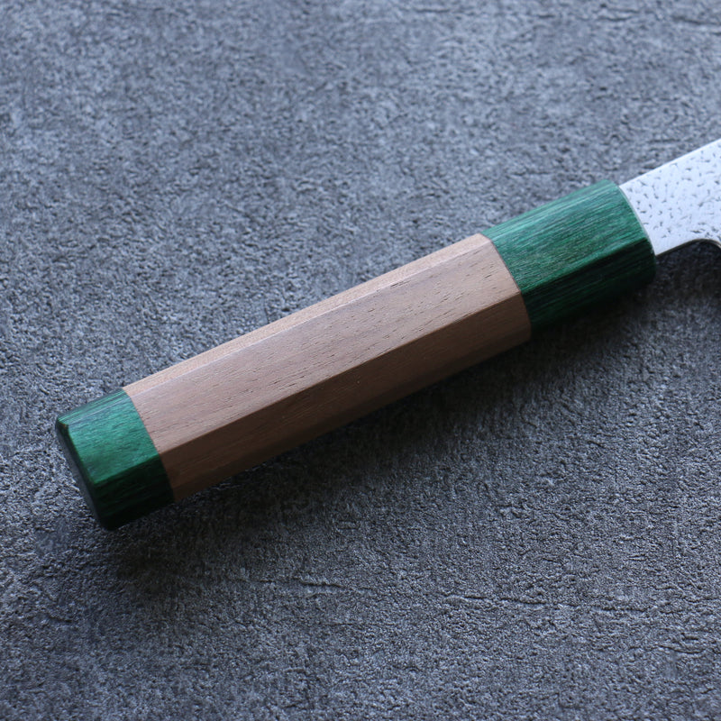 Seisuke Blue Super Hammered Bunka  165mm Walnut(With Double Green Pakka wood) Handle - Japannywholesale