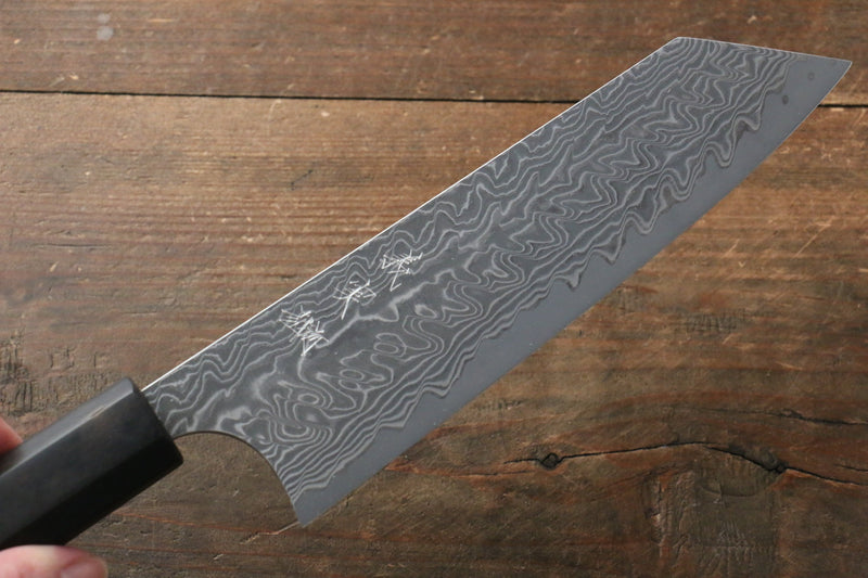 Yoshimi Kato SG2 Damascus Bunka  165mm with Black Persimmon Handle B - Japannywholesale