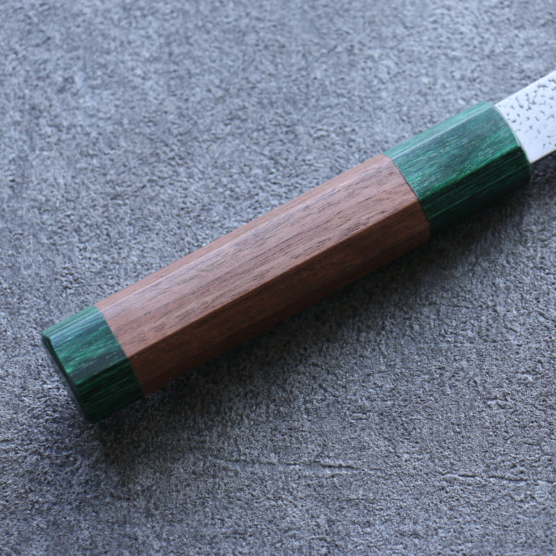 Seisuke Blue Super Hammered Bunka  185mm Walnut(With Double Green Pakka wood) Handle - Japannywholesale