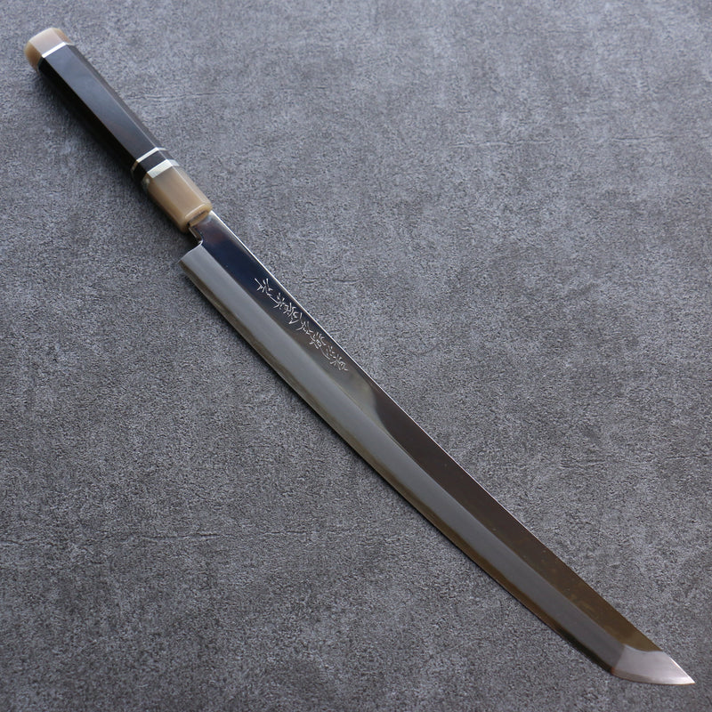 Sakai Takayuki Zangetsu Silver Steel No.3 Mirrored Finish Sakimaru Yanagiba  330mm Ebony Wood Handle with Sheath - Japannywholesale