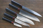 Iseya VG10 33 Layer Damascus Japanese Petty (80mm, 150mm), Santoku, Gyuto 210mm Sashimi Sushi Chef Knife 210mm Set - Japannywholesale