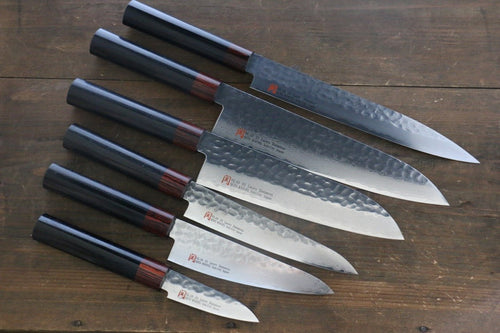 Iseya VG10 33 Layer Damascus Japanese Petty 80mm, Petty 150mm, Santoku, Small Santoku Gyuto 210mm & Sushi Chef Knife 210mm Set - Japannywholesale