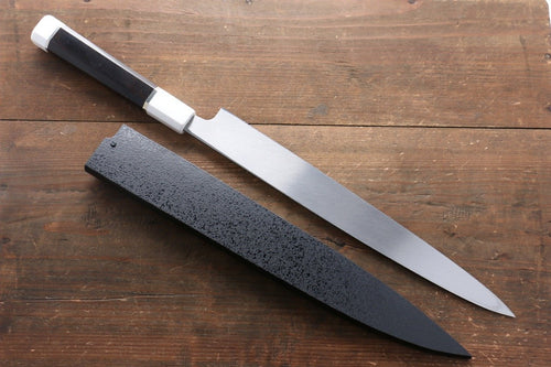 Sakai Takayuki Ginryu Honyaki Swedish Steel Mirrored Finish Yanagiba  270mm Ebony Wood Handle with Sheath - Japannywholesale