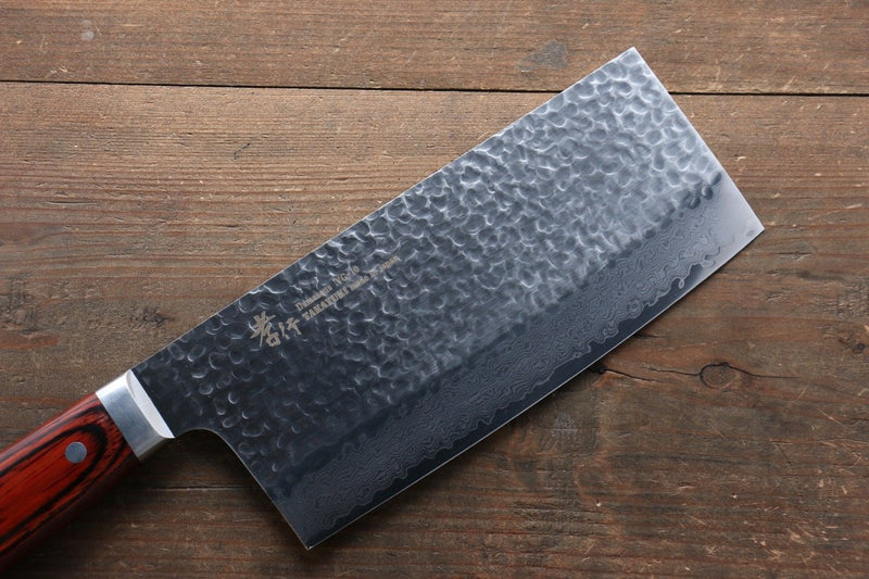 Sakai Takayuki VG10 33 Layer Damascus Chinese Cleaver  195mm Mahogany Pakka wood Handle - Japannywholesale