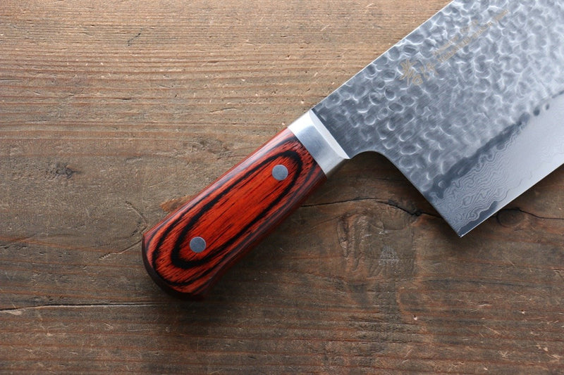 Sakai Takayuki VG10 33 Layer Damascus Chinese Cleaver  195mm Mahogany Pakka wood Handle - Japannywholesale