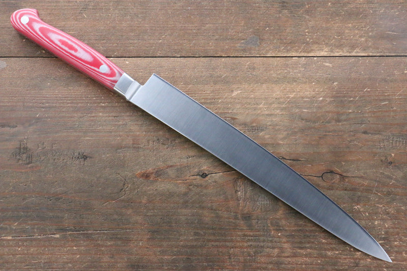 Sakai Takayuki Grand Chef Grand Chef Swedish Steel-stn Sujihiki  240mm Red Micarta Handle - Japannywholesale