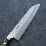 Seisuke Silver Steel No.3 Nashiji Santoku  180mm Brown Pakka wood Handle - Japannywholesale