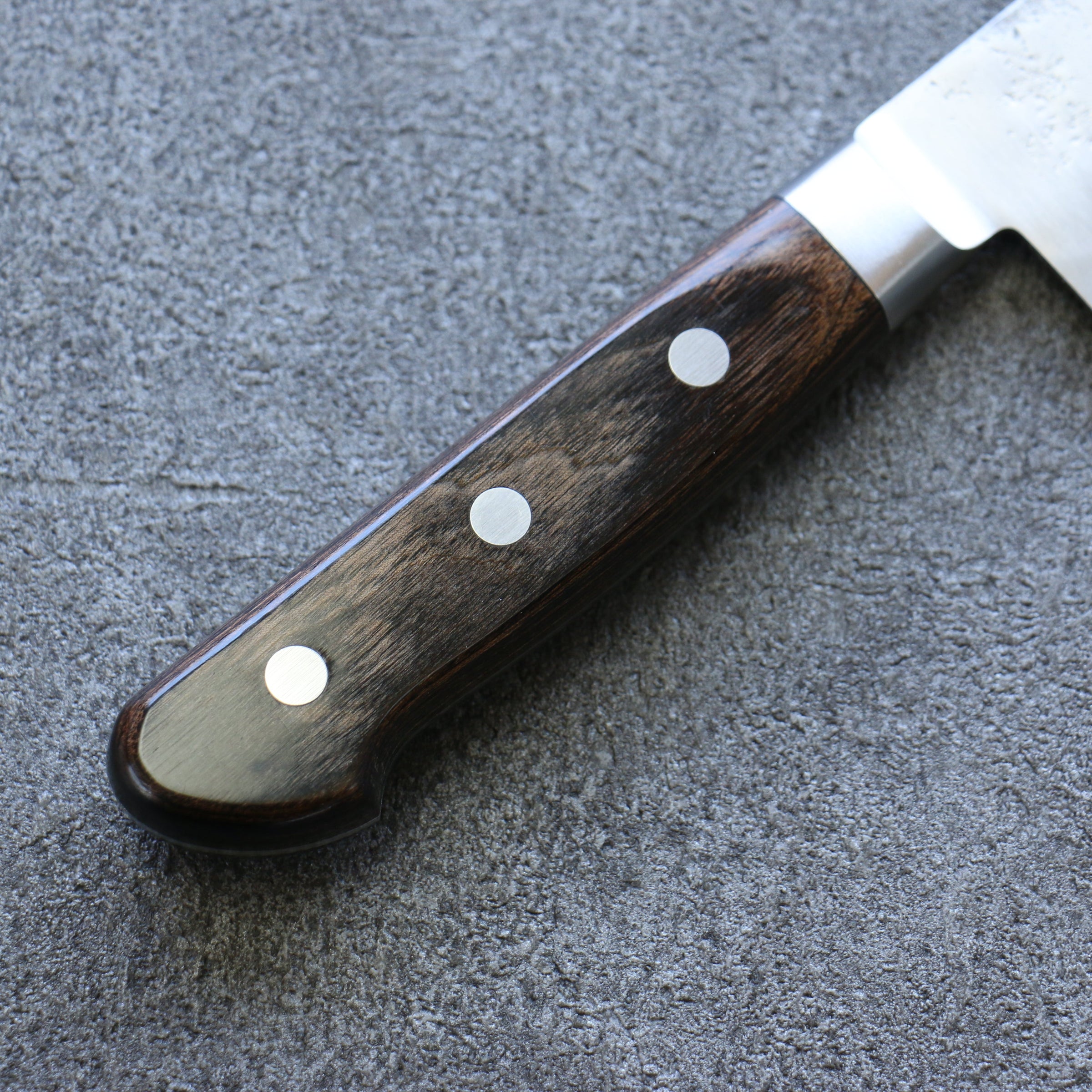 Seisuke Silver Steel No.3 Nashiji Santoku 180mm Brown Pakka wood