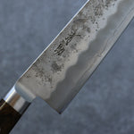 Seisuke Silver Steel No.3 Nashiji Santoku  180mm Brown Pakka wood Handle - Japannywholesale