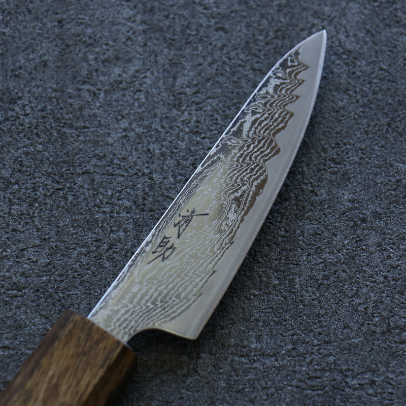 Seisuke Nami AUS10 Mirrored Finish Damascus Petty-Utility  80mm Oak Handle - Japannywholesale