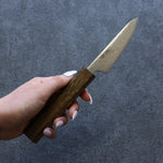 Seisuke Nami AUS10 Mirrored Finish Damascus Petty-Utility  80mm Oak Handle - Japannywholesale