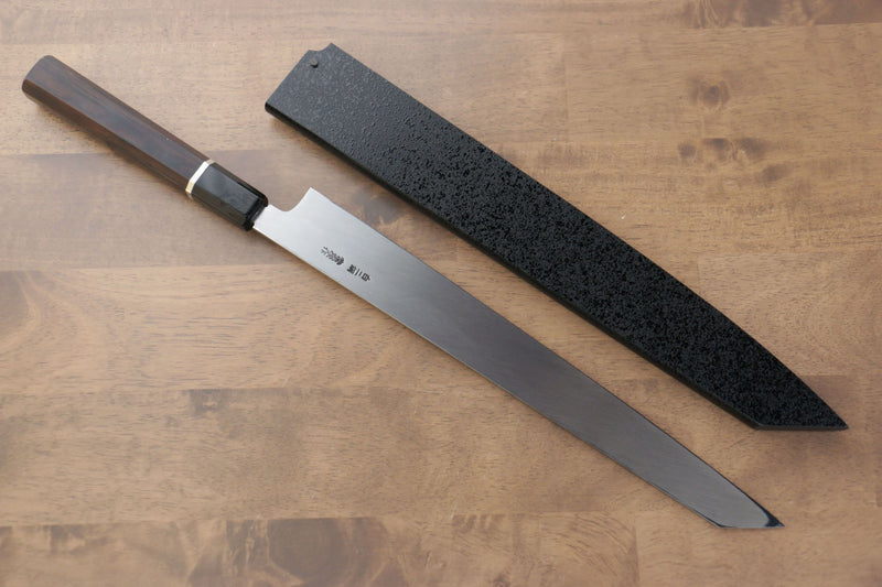 Sakai Takayuki Fujisan White Steel No.2 Honyaki Kiritsuke Yanagiba  300mm Ebony with Ring Handle with Sheath - Japannywholesale