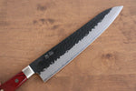 Seisuke Kurobeni Blue Super Hammered Kurouchi Gyuto  240mm Red Pakka wood Handle - Japannywholesale