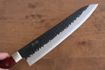 Seisuke Kurobeni Blue Super Hammered Kurouchi Gyuto  240mm Red Pakka wood Handle - Japannywholesale