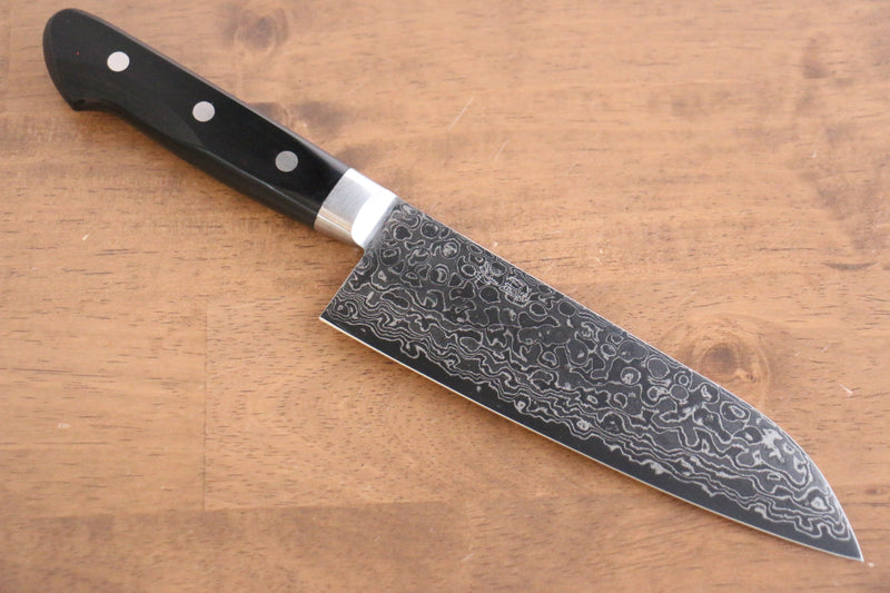 Seisuke Kagami AUS10 Mirrored Finish Damascus Santoku  170mm Black Pakka wood Handle - Japannywholesale