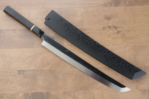 Sakai Takayuki Fujisan White Steel No.2 Honyaki Sakimaru Yanagiba  300mm Ebony with Ring Handle with Sheath - Japannywholesale