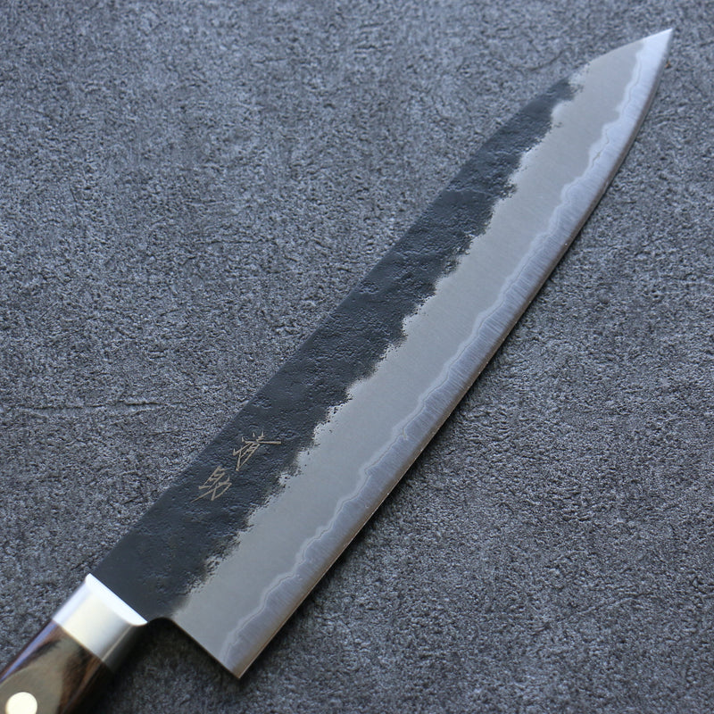 Seisuke Blue Super Black Gyuto  210mm Brown Pakka wood Handle - Japannywholesale