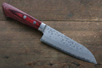 Kunihira Sairyu VG10 Damascus Small Santoku  135mm Red Pakka wood Handle - Japannywholesale