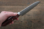 Kunihira Sairyu VG10 Damascus Small Santoku  135mm Red Pakka wood Handle - Japannywholesale