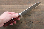 Kunihira Sairyu VG10 Damascus Small Santoku  135mm Red Pakka wood Handle - Japannywholesale