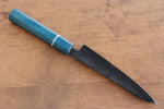 Seisuke VG5 Nashiji black dye Petty-Utility  150mm Blue Canvas Micarta Handle - Japannywholesale