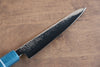 Seisuke VG5 Nashiji black dye Petty-Utility  150mm Blue Canvas Micarta Handle - Japannywholesale