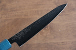 Seisuke VG5 Nashiji black dye Petty-Utility  150mm Blue Canvas Micarta Handle - Japannywholesale