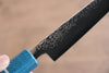 Seisuke VG5 Nashiji black dye Petty-Utility  150mm Blue Canvas Micarta Handle - Japannywholesale