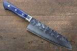 Seisuke Aonashi AUS10 3 Layer Nashiji Santoku  170mm Blue Pakka wood Handle - Japannywholesale